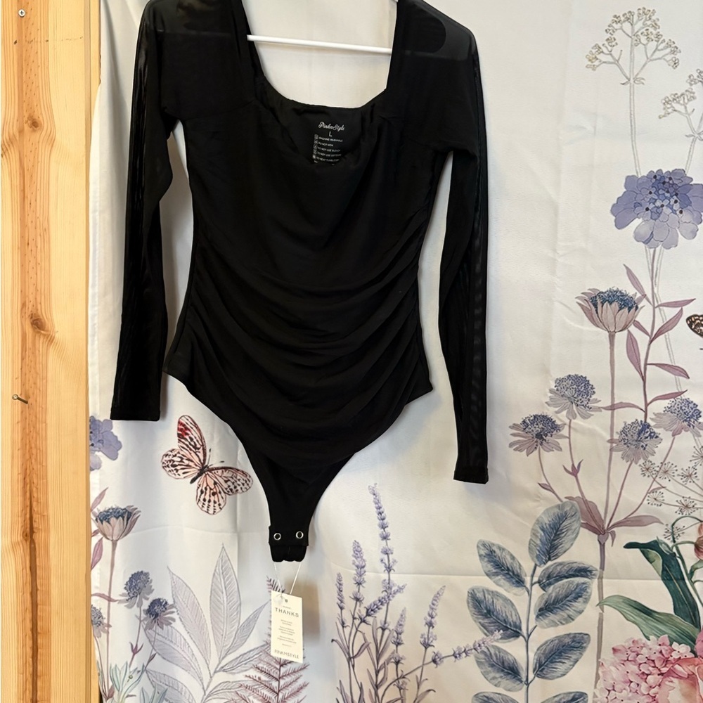Black Long Sleeve Shapewear Bodysuit
